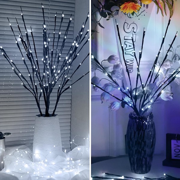 LED-trädgren blomsterarrangemang ljusslinga - varm färg/Färg/vit, Vas ingår ej color 3