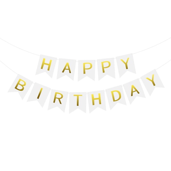 White And Gold Birthday Banner - Party Decorations For Men And Women