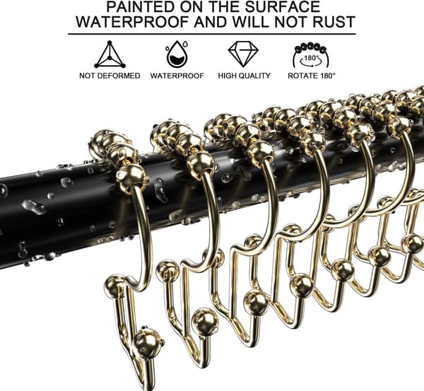 Duschdraperi Krokar Ringar, Rostfria Metall Dubbla Glidande Duschdraperi Ringar 12-pack