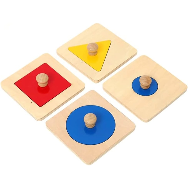 Baby Trä Geometriska Form Pussel, Montessori Färgmatchning Lärande Leksak 1 2 3 4 År GiAt Aor Småbarn Förskola