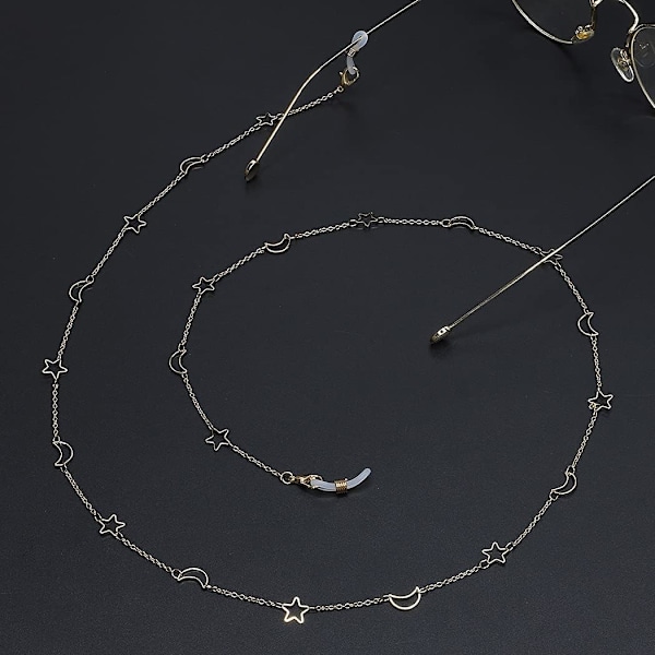 2 st glasögonkedjor, solglasögonremhållare läsglasögon sladd snodd, metall långt halsband accessoarer med gummiklädda ändar