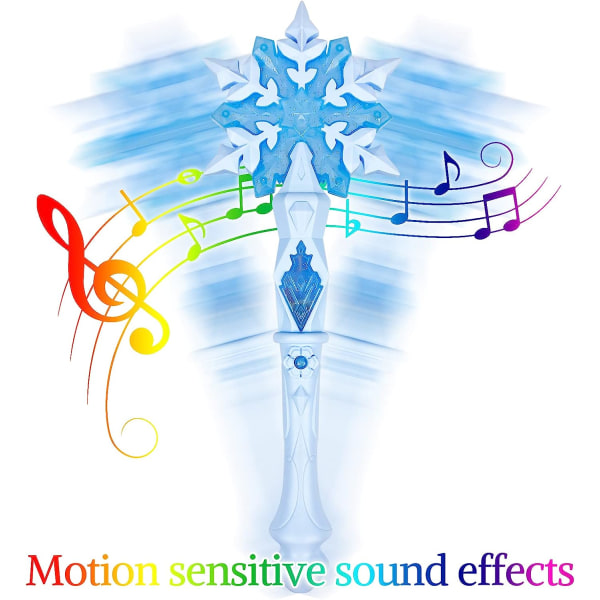 Lysende snøfnuggpinne med lyd (bevegelsessensor) magiske leker barn jenter prinsesse bursdagsfest kostymetilbehør 2 stykker blå