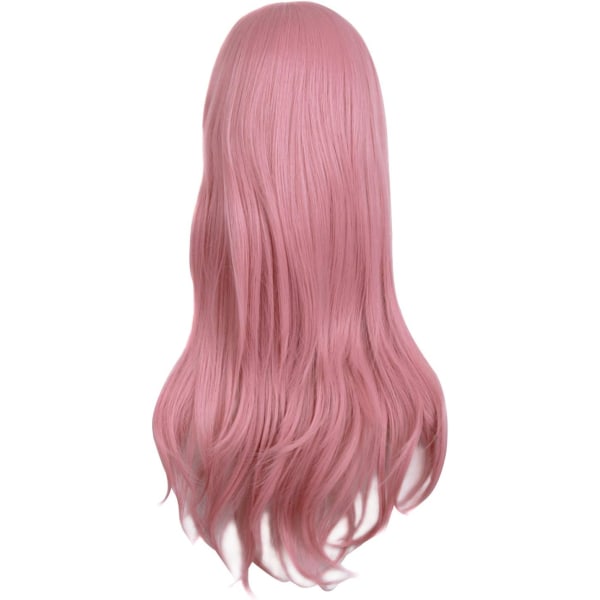 28 tommer/70 cm kvinder side bangs lang krøllet hår cosplay paryk til kvinder pige Rouge Pink 28"