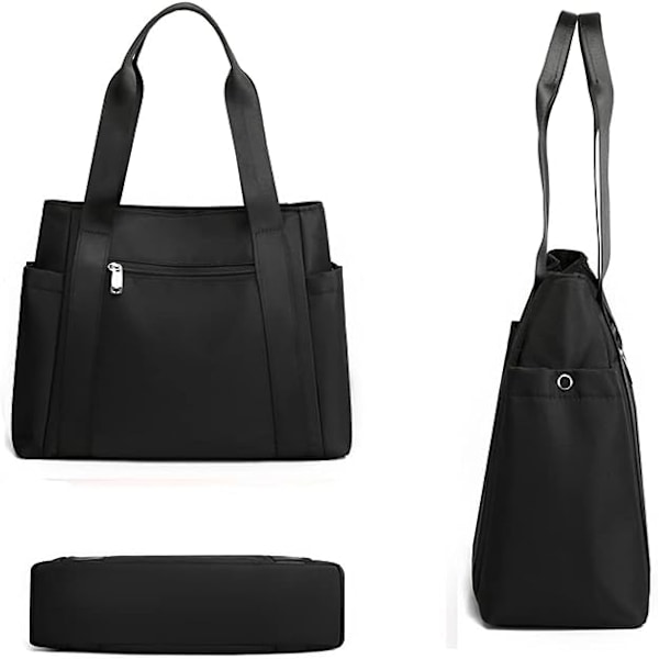 Toteveske for kvinner Nylon Casual Håndveske Skulderpose Multi Lommer Topphåndtak Shopping Bag