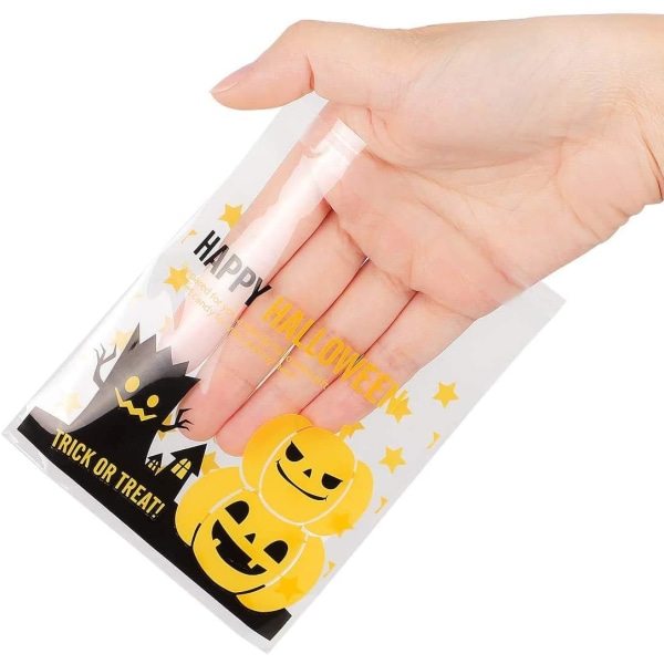 Halloween Cellophane Bags, VIPITH 100 Pcs Resealable Pumpkin Demon tree Cellophane Treat Bags