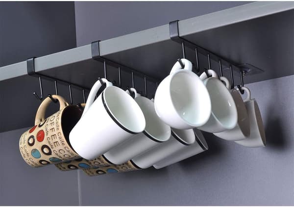 Under Cabinet Cup Holder 2 Pack Coffee Tea Cup Cup Holder med 6 krokar Under Shelf Mug Drying Rack