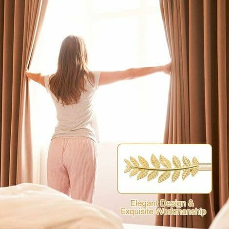 4-pack gardinbindningar i guld med elastisk stretch, modern stil, bladform, dekoration för hem, kontor och hotellfönster