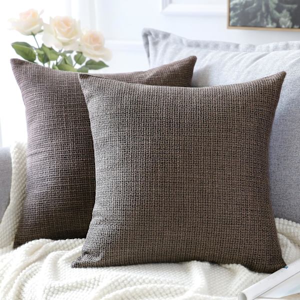 2 kpl tyynynpäällistä, yksivärinen, pellavainen tyynynpäällinen, sohvaan, makuuhuoneeseen, kotiin, 45*45cm Dark brown