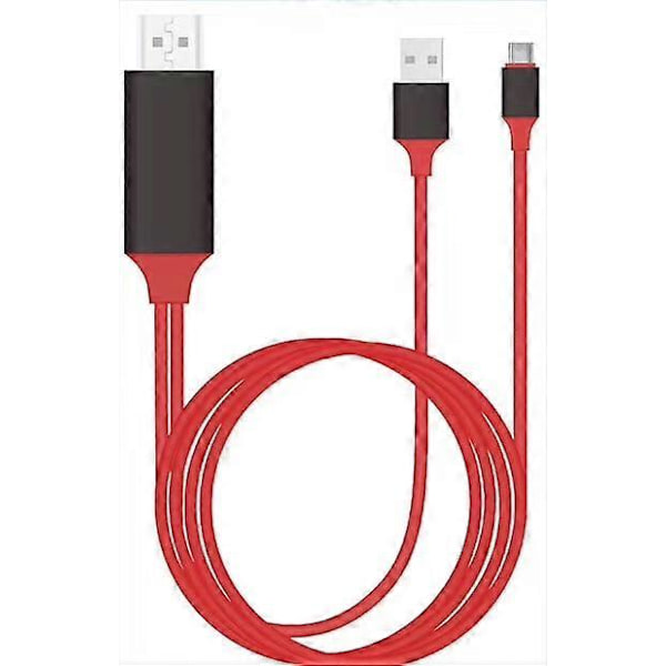 2 m:n Type-C+USB–HDMI-videosignaalin siirtoadapterikaapeli projektorimonitorille HDTV:lle – punainen