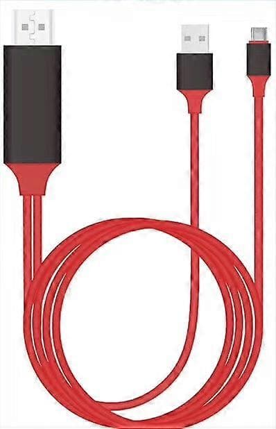 2m Type-C+USB til HDMI Video Transmission Adapterkabel til Projektor Skærm HDTV - Rød