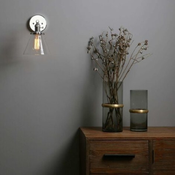 Industriel væglamper oval glas lampeskærm vintage gang væglamper E27 retro lysarmaturer til soveværelse forfængelighed spejl (krom)