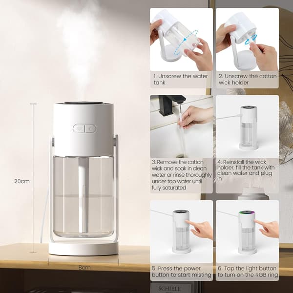 280 ml Stille Ultralyd USB Skrivebordsfukter med Kald Tåke