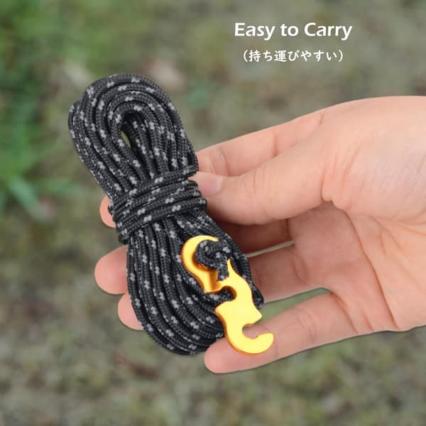 Reflekterende teltreb 4m nylonreb 3mm diameter campingline med strammer (sort (Φ3mm) - 4 stykker)