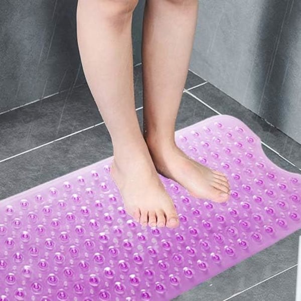Badekar måtte 30% Ekstra Lang Bruse måtte Anti-Skridsikker Bade måtte med 200 Sug kopper, 16 x 40 tommer Transparent Purple 16 x 40 in