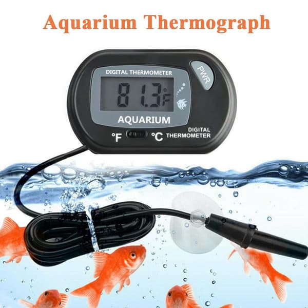 Akvarie Termometer, LCD Digital Elektronisk Termometer med Sugkopp Vatten Termograf