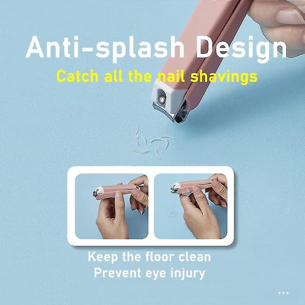 Negleklipperssett 2 stk Super Sharp For Thick Nails Anti Splash Design Durable Rustfritt Stål Fingernail Toenail Cutter Catcher