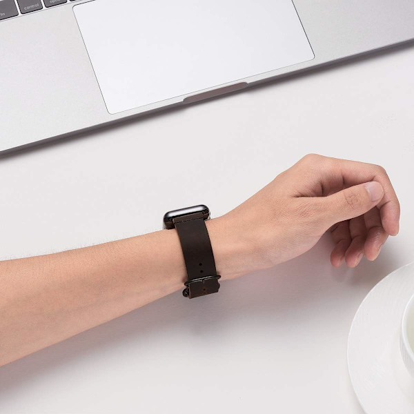 Vintage nahkaiset rannekkeet yhteensopivat Apple Watch -rannekkeen kanssa, aito nahkainen retrohihna yhteensopiva miehille ja naisille iWatch SE -sarjan 7/6/5/4/3/2/1 kanssa Coffee/Black 42mm 44mm 45mm