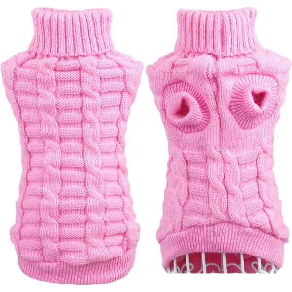 Genser til kjæledyrkatt, klær til kattunger for katter, små hunder, genser med høy hals, myk og varm, passer til kattunge, chihuahua, teddy, mops osv. Pink XL