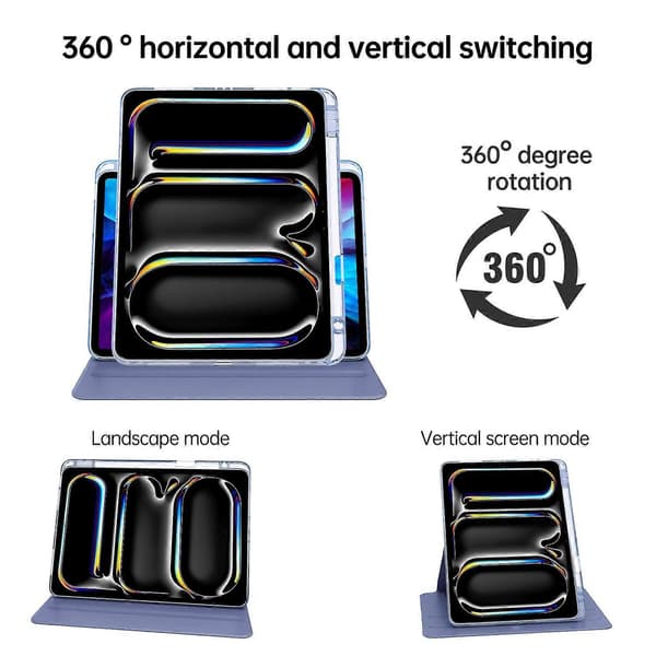 Etui til iPad Pro 13 (2024) PU Læder+Akryl+TPU Roterende Klar Tablet Cover Auto Væk/Sov