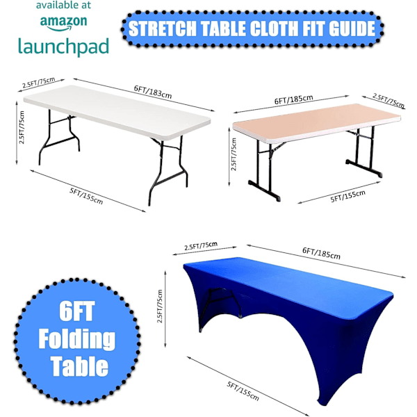 Stretchbara dukar 6ft för rektangulära bord med öppen rygg, monterade spandex rektangulära uteplatsbordsöverdrag