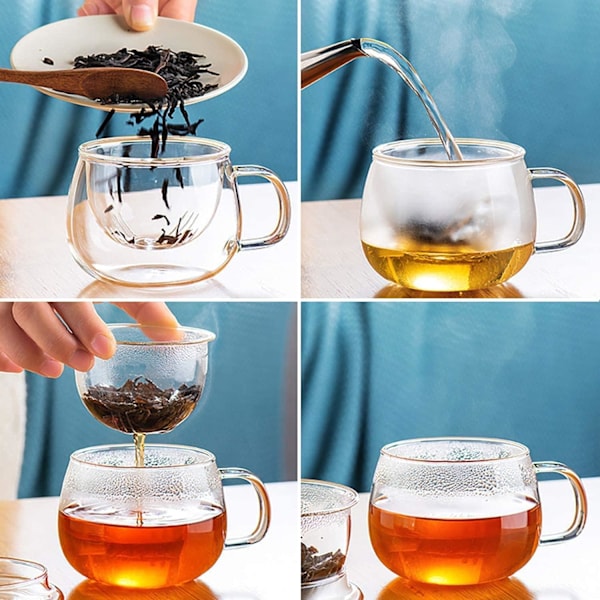 Lasiteekuppi infuusorilla 12 OZ, borosilikaattimuki, kestävä lämmönkestävä sopii teelle, juomille, jääkahville