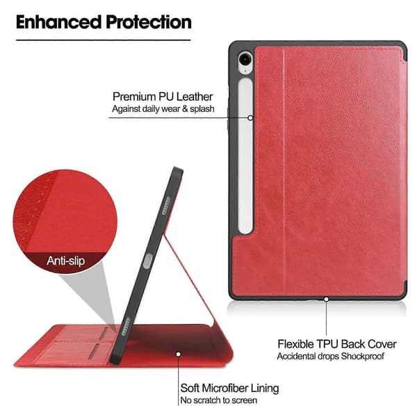 Til Samsung Galaxy Tab S10 FE/S9 FE Cover Stødsikkert Læder Auto Vågn/Sov Tablet Stand Cover