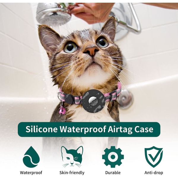 Reflekterande katthalsband, Apple AirTag kompatibelt, avtagbart säkerhetsspännehalsband, kattunge- och valphalsband