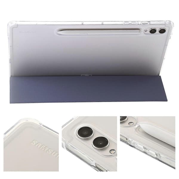Fodral för Samsung Galaxy Tab S10+ Tri-Fold Ställ Läder+TPU+Akryl Klar Baksida Tablet Skydd