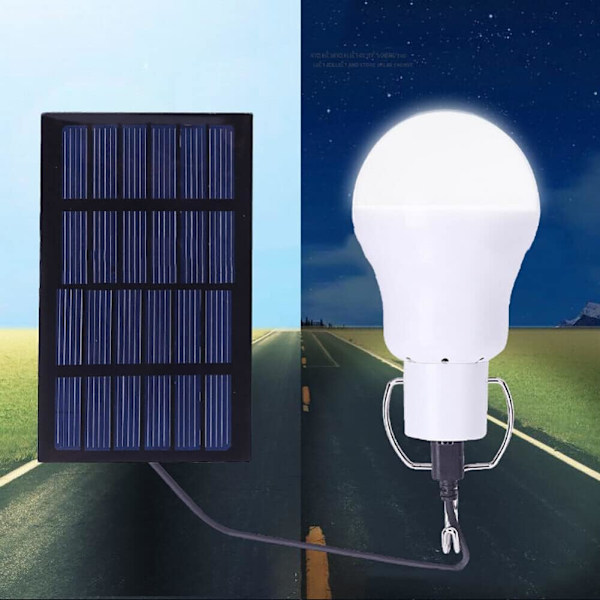 1× Kannettava aurinkopaneelilla toimiva LED-lamppu, telttavalaisin, sisä- ja ulkotiloihin