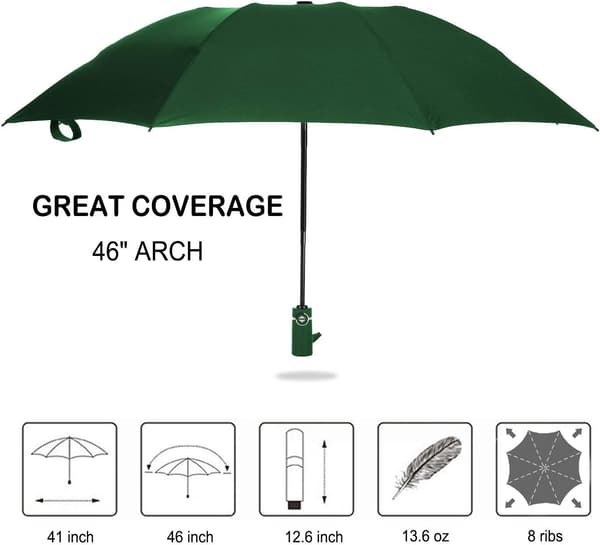 Vindtät reseparaply Kompakt hopfällbart omvänt paraply Dark Green