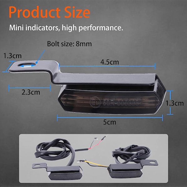 Mini LED motorsykkel blinklys aluminium styre gult lys indikator vanntett sekvens pære universal 12V sertifisert