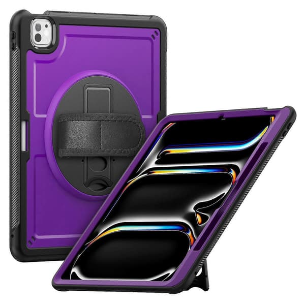 For iPad Pro 13 (2024) M4 Deksel Stativ PC TPE Nettbrettdeksel med Håndstropp