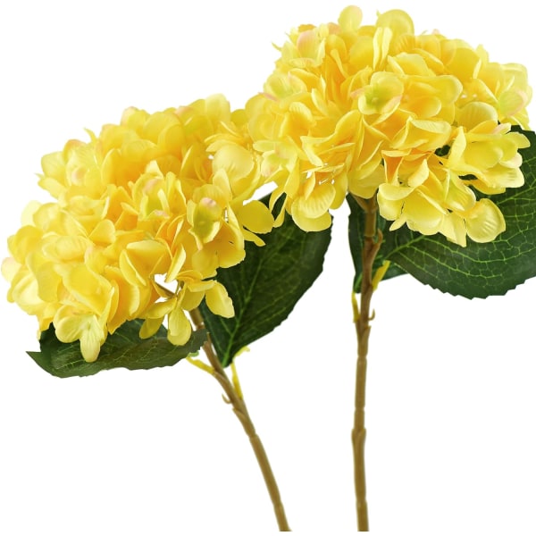 5 st konstgjorda sidenhortensior, blomsterarrangemang dekoration 47 cm yellow