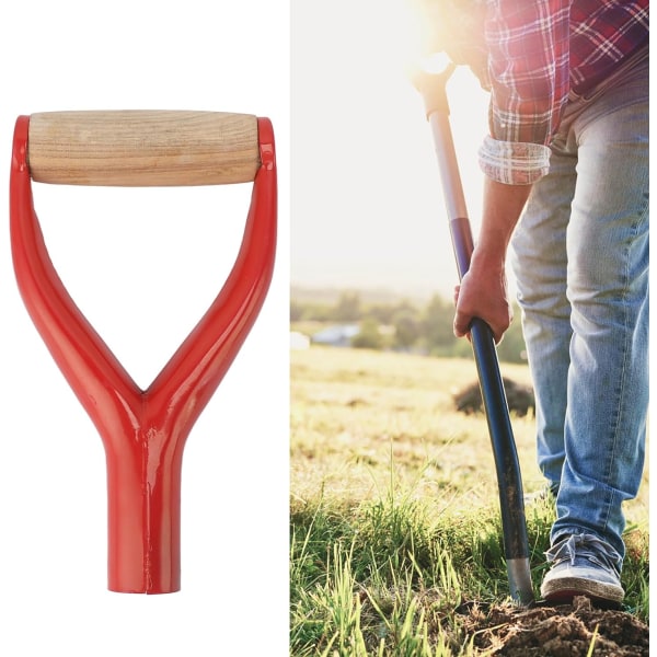 Spade D-grep håndtak, spade snøskuffe erstatningshåndtak hagetilbehør, 31mm innerdiameter spade snøskuffe grave riveverktøy (rød)