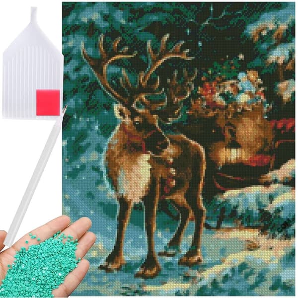 Diamantbroderi reinsdyr julesett 5d