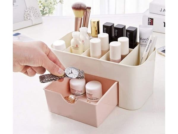 Bryst Kosmetik Organizer Smykkeskrin Børsteholder pink