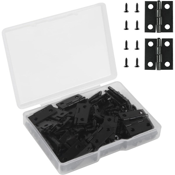 18x15mm Mini Sorte Hængsler, 50 Stykker Usynlige Flade Hængsler, Rustfrit Stål, til Smykkeæsker Skuffer Klaverer DIY Tilbehør med 200 Skruer