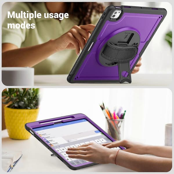 Fodral med Ställ PC TPE Surfplatta Skydd med Handrem för iPad Pro 13 (2024) M4
