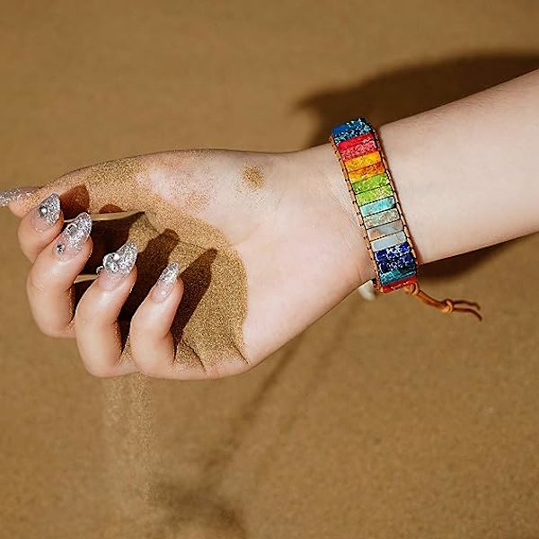 7 Chakra armbånd til kvinder med ægte sten læder wrap helbredende perle armbånd kvinder mænd Boho venskabssmykker