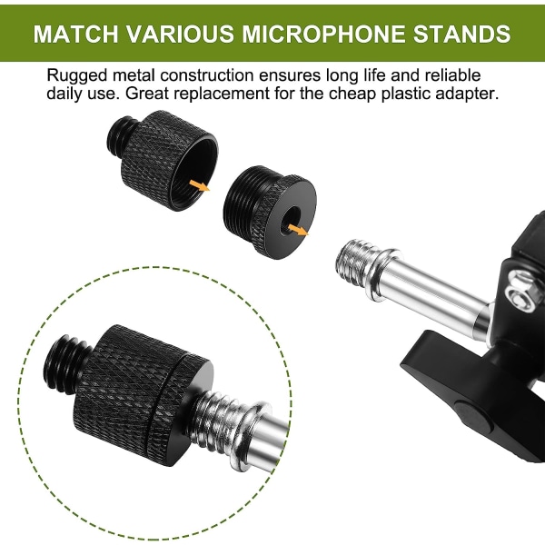 8 stk mikrofonstativadapter mikrofontrådadaptersett 5/8 hunn til 3/8 hann og 3/8 hunn til 5/8 hann skrue adaptertråd
