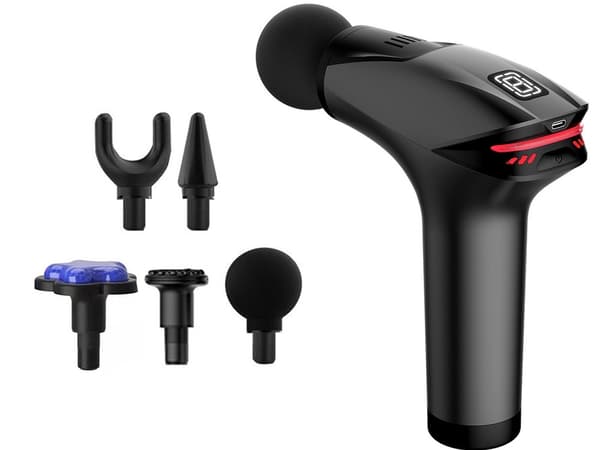 Rygmassagepistol kropsbenmassager stærk massagepistol 5 spidser black