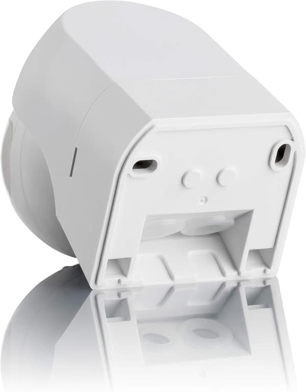 Sensor för utomhusbruk IP44, väggmonterad, infraröd rörelsesensor, LED-kompatibel, räckvidd max. 12m/180°, vridbar, max. 800/400W, vit