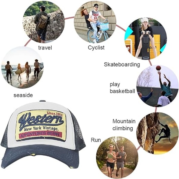 Baseball Cap Mesh Hats Unisex Broderet Bogstav Patch Casual Hats Hip Hop Solhatte Grey