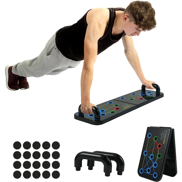Push-up-bräda, 16 i 1 multifunktionell hopfällbar push-up-bräda med fitness , färgkodade push-up-stativ