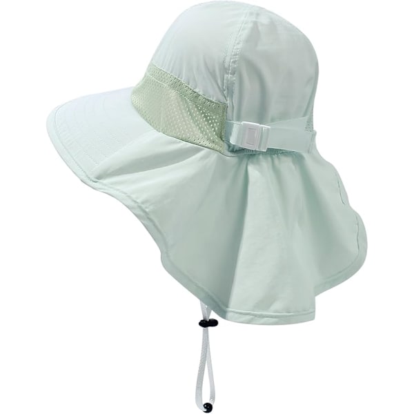 Sommerbaby Solhatt, Justerbar Beskyttelse Bredbremmet Strandhatt for Barn Jenter Gutter Black