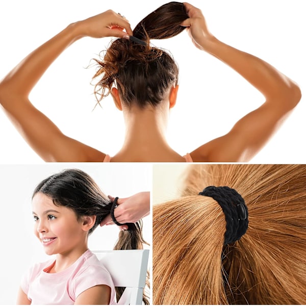 12 stycken elastiska hårband i bomull, flätade hårband, flätade hästsvansaccessoarer för kvinnor (blandade färger) Set 3