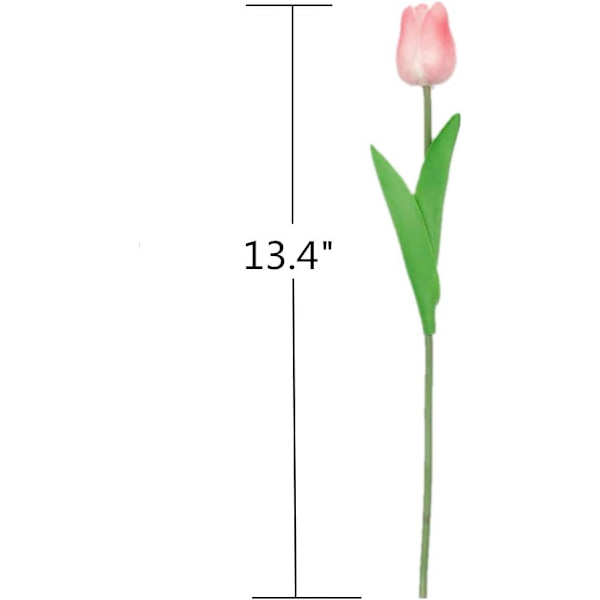 Kunstige PU-tulipaner 10 stk. Real Touch Kunstige Blomsterbuketter til Hjemmekontor Bryllupsdekoration (Pink)