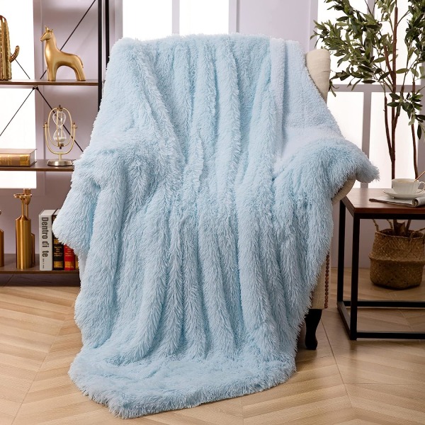 Faux Fur Plysstof Tæppe, Super Blødt Letvægts Shaggy Fuzzy Tæppe Varmt Hyggeligt Plush Fluffy Dekorativt Tæppe til Sofa, Seng, Stol