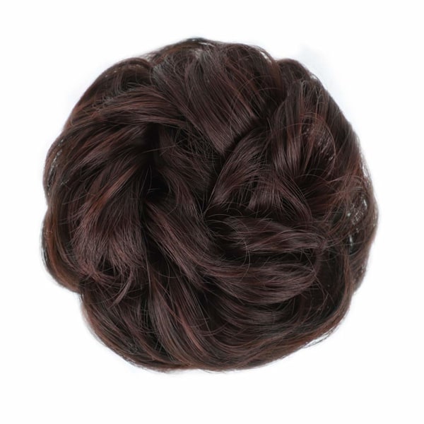 1 stk. Messy Hair Bun Hår Scrunchies Extension Curly Wavy Messy Syntetisk Chignon til kvinder Updo Hairpiece Dark Auburn Mixed#