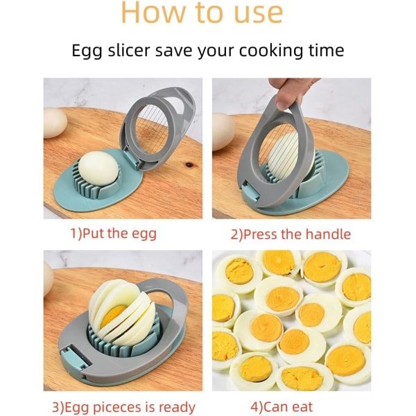 Eggedeler for kokte egg, eggskjærer, jordbærdeler for kokte egg/myke frukter/tykk eggdeler i rustfritt stål
